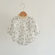 Autumn Outfit Floral Romper - Lace Dress Top - Aristo Baby 