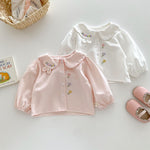 baby girls Floral embroidered shirt pink and white