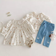 Korean Style Floral Dress & Shirt | Cotton Princess Outfit - Aristo Baby 