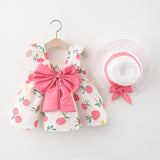 Pink cotton princess suspender dress for baby girls 