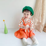 baby girl bear dress orange flower 
