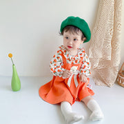 baby girl bear dress orange flower 