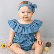 Front Bowknot Newborn Denim Jumpsuit