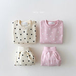 2-Piece Heart Printed Cotton Sweater and Pants Set - Aristo Baby 