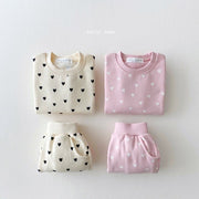 2-Piece Heart Printed Cotton Sweater and Pants Set - Aristo Baby 