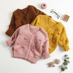  Knitted Cardigan | Winter Cotton Sweater with Pom Dots-Aristo Baby