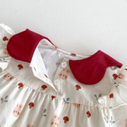 Bunny and Floral Romper with Red Collar - Aristo Baby 
