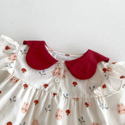Bunny and Floral Romper with Red Collar - Aristo Baby 