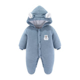 Bear Detailed Hooded Fleece Onesie | Warm Winter Jumpsuit - Aristo Baby