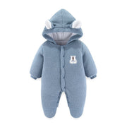 Bear Detailed Hooded Fleece Onesie | Warm Winter Jumpsuit - Aristo Baby