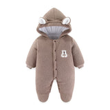 Bear Detailed Hooded Fleece Onesie | Warm Winter Jumpsuit - Aristo Baby