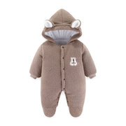 Bear Detailed Hooded Fleece Onesie | Warm Winter Jumpsuit - Aristo Baby