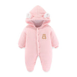 Bear Detailed Hooded Fleece Onesie | Warm Winter Jumpsuit - Aristo Baby