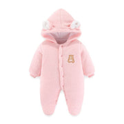 Bear Detailed Hooded Fleece Onesie | Warm Winter Jumpsuit - Aristo Baby
