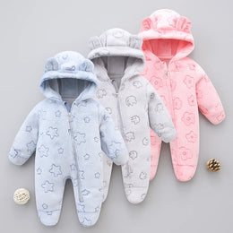 Cartoon Hooded Jumpsuit | Soft Fleece Winter Crawling Suit