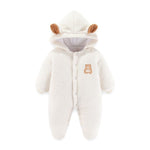 Bear Detailed Hooded Fleece Onesie | Warm Winter Jumpsuit - Aristo Baby