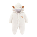 Bear Detailed Hooded Fleece Onesie | Warm Winter Jumpsuit - Aristo Baby