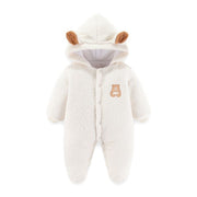 Bear Detailed Hooded Fleece Onesie | Warm Winter Jumpsuit - Aristo Baby