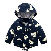 Winter Hooded Car Printed Jacket – Thick Warm Mid-Long Coat - Aristo Baby