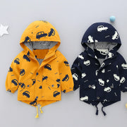Boys Hooded Car Printed Jacket 