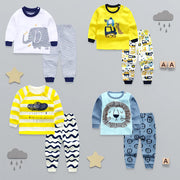 Boys cotton pajama set with cute cartoon prints