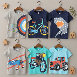 Vehicle Patterned Cotton T-Shirt