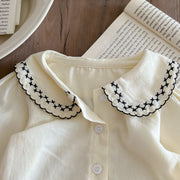 2-Piece Outfit Set – Strap Romper & Embroidered Cotton Top - Aristo Baby 