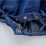 Baby Girl Navy Denim Romper - Aristo Baby 