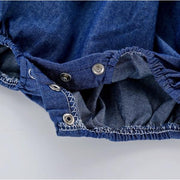 Baby Girl Navy Denim Romper - Aristo Baby 