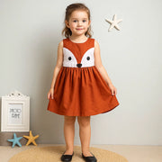 Sleveless Orange Fox Printed Dress