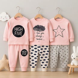 Girl Pink Cotton Pajamas Set