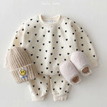 2-Piece Heart Printed Cotton Sweater and Pants Set - Aristo Baby 