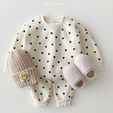 2-Piece Heart Printed Cotton Sweater and Pants Set - Aristo Baby 