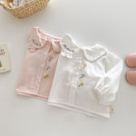 baby girls Floral embroidered shirt pink and white
