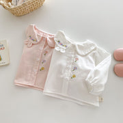 baby girls Floral embroidered shirt pink and white