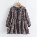 gray girls vintage floral dress with bow detail spring dress for girls 
