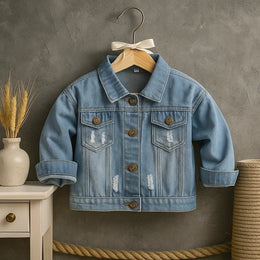 Kids Denim Jacket – Ripped Casual Jean Coat