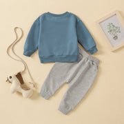 Letter Print Sweatshirt & Pants Set