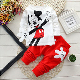 Baby Cartoon Outfit Set – Mickey Print Top and Pants