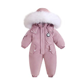 Kids Pink Winter Snowsuit & Warm Waterproof Jumpsuit-Aristo Baby