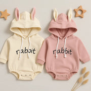 Baby Girl Rabbit Hoodie Romper