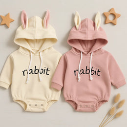 Baby Girl Rabbit Hoodie Romper