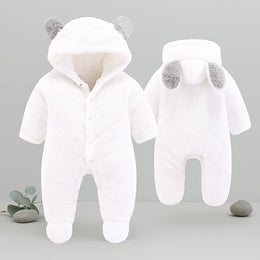  White Velvet Footed Romper | Soft Warm Sleepwear-Aristo Baby